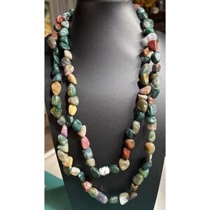 Polished Multi-Color Agate &‎ Jasper Beaded Necklace
